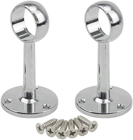 TOVOT 2 PCS Middle Mounting Bracket Round Closet Rod for Wardrobe (25 mm/1")