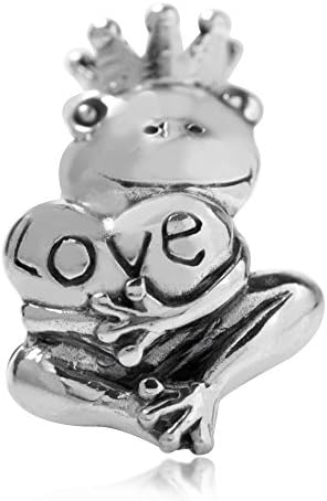 BEST SELLING Multiple Styles You Choose Sterling Charms Beads Pendents Beads On Sale Gifts (Fits Pandora, Troll, Baigi, Chamilia, Zable, &amp; Similar Bracelets Necklaces) (PRINCE FROG HEART LOVE)