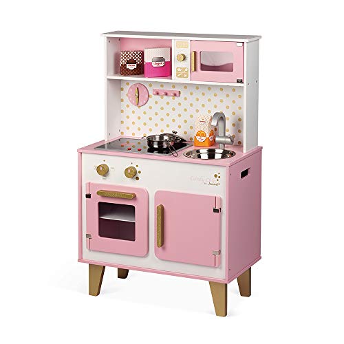 Janod - Candy Chic Big Wooden Cooker for Children - Equipped with Fridge and Microwave, Sound and Light - Pretend Play… – Bild 3