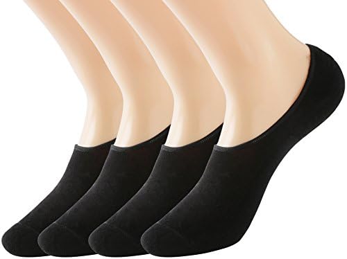 Women`s Thin Casual No Show Socks Breathable Athletic Non Slip Flat Boat Low Cut Hidden Socks 4 Pairs