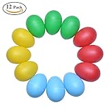 BonDream 12Pcs with 4 Kinds Color Plastic Egg Shaker Set Percussion Musical Maracas Eggs Child Kids Toys
