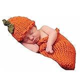 Newborn Baby Photo Props Boy Girl Photo Shoot Outfits Crochet Knit Halloween Pumpkins Hat Sleeping Bag Photography Props