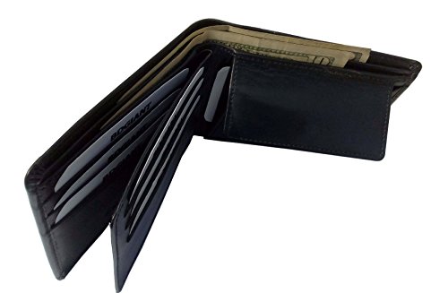 Bdgiant Men's Genuine Leather Extra Capacity Flap ID & Coin Purse Bifold Wallet-black