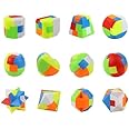 Treesouth Brain Teaser Puzzles for Kids and Adults 12Pcs,3D Unlock Interlock Magic Ball Puzzle Toys,Mind,IQ Test Plastic Puzzle Games for Teens