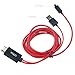 Phone to Tv Cable, Mopo 6.5 Feet Micro USB (MHL) to Male Hdmi Cable for Samsung Galaxy S3/S4/S5, Galaxy Note 2/3(red)