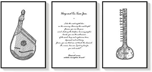 Framed for Living Room Bedroom Instrument for x3 Panels