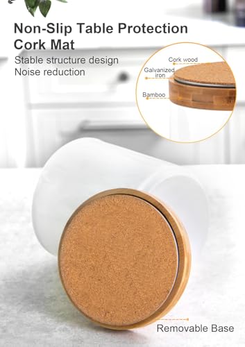 360° Rotating Utensil Holder, 7.2" Large White Ceramic Cooking Utensil Crock, Countertop-Protection Cork Bottom, Ideal for Farmhouse Kitchen Decor, White