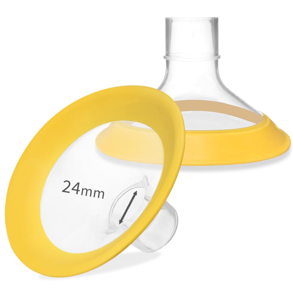 Photo 1 of 24 mm Oval Flanges Shields Compatible with Medela Pumps, Replacement Parts for Pump in Style, Symphony, Swing Maxi, Harmony and Personalfit Flex–Breast Pump Accessories