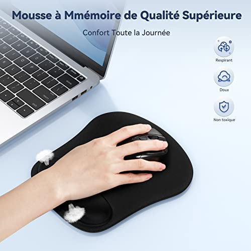 TECKNET Mouse Pad, Ergonomic Mouse Mat with Wrist Rest, Mousepad with Memory Foam, Wear-resistant, Washable, Perfect for Computer, Office, Work