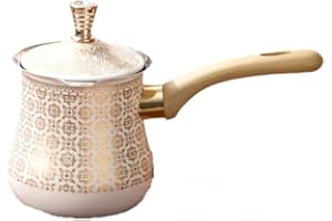 Stainless Steel Turkish Coffee Pot 550ml Arabic Style Butter Melting Pot with Long Handle and V Shape Diverter Port(Style B)