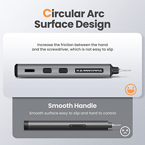 Electric Screwdriver- AM ARROWMAX Cordless Precision Screwdriver Set with 28 Magnetic Precision Bits, Rechargeable Portable Repair Tool Kit for Electronics Laptops Glasses Clocks (SES MINI)