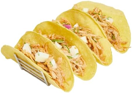 RuiJiao Stainless Steel Taco Holder Stand – Holds 4 Tacos Each Oven Grill Safe Dishwasher Safe Metal Taco Tray Hard Soft Shells Taco Bar Serving Rack - View #12