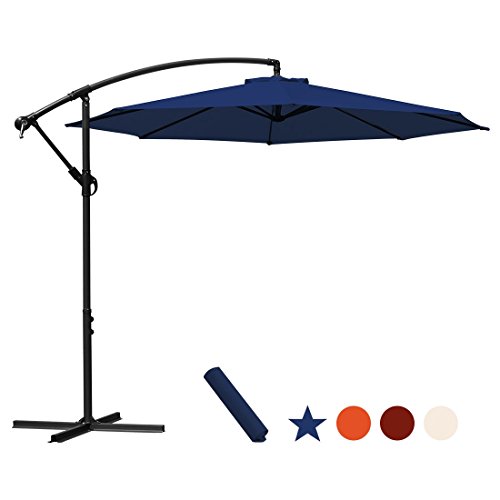 Buy 10 ft Offset Cantilever Patio Umbrella Outdoor Market Hanging Umbrellas & Crank with Cross