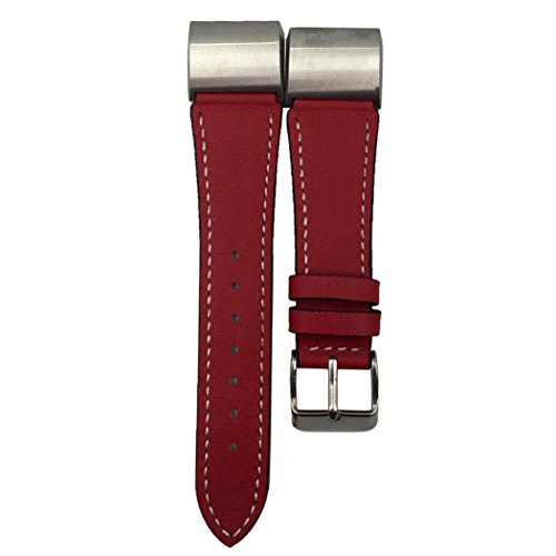 Alonea Replacement Luxury Leather Band Strap Bracelet For Fitbit Charge 2 (Red)