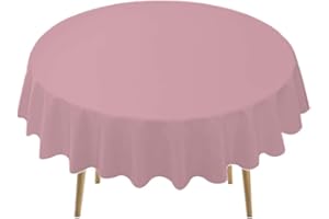 PARTY ULYJA Pink Plastic Tablecloths 2 Pack Disposable Table Covers 84 Inch Circle Bridal Shower Party Tablecovers PEVA Vinyl Table Cloths for BBQ Picnic Birthday Wedding Banquet Parties 6 ft Round Table Use