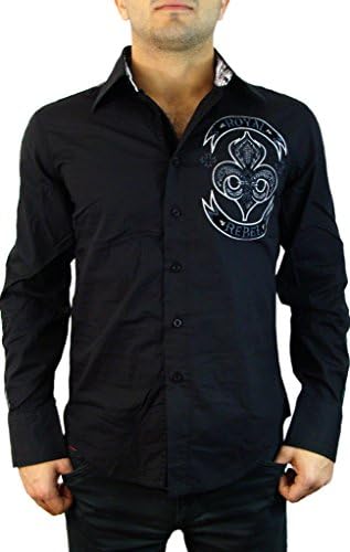 Rebel Spirit Fleur Patch Button Down Shirt XL Black