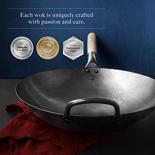 Mammafong Round Bottom 14inch Traditional Carbon Steel Wok Pan