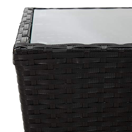 Tidyard Bistroset 3-TLG. Gartensitzgruppe mit Beistelltisch, Rattan Gartenset, Balkonset Balkonmöbel Gartengarnitur Tisch Stühle Poly Rattan Hartglas Schwarz – Bild 8