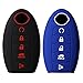 2Pcs Keyless4U Nissan 5 Buttons Silicone Key Fob Remote Cover Case Keyless Jacket Holder Protector for Nissan Altima Maxima Armada Murano Rogue Sedan Pathfinder (Black Blue)
