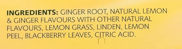 TWININGS LEMON & GINGER HERBAL TEA INDIVIDUALLY WRAPPED BAGS, 100 COUNT (PACK OF 1), TANGY LEMON, SPICY GINGER, NATURALLY CAFFEINE-FREE, ENJOY HOT OR ICED, 100 TEABAGS