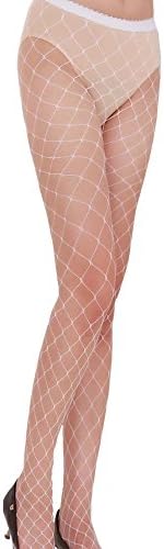 Lady's One Piece Sexy Big Holes Fish Net Stockings Panty Lingerie White