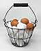 Wire Egg Basket, Round with Wood Handle, Black by EggBaskets