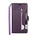 FLYEE Case Compatible with Galaxy Note 10 Plus (6.8 inch,Released 2019),Wallet Case for Women and Girls with Card Holder,10 Card Slots Flip PU Leather Zipper Protective Case with Wrist Strap -Purple