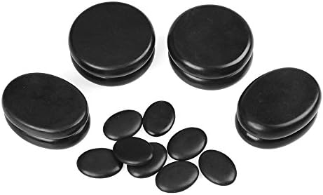 Windfulogo 16Pcs Hot Massage Stones Set Natural Lava Basalt Heated Warmer Stone for Spa Massage Black 8868