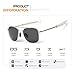 WELUK Retro Polarized Sunglasses Aviator Sun Glasses for Men (As Picture, Silver White Frame Black Grey Lens)