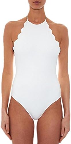bmjlsport BMJL Women's Halter Scalloped Bathing Suit High Neck Backless One Piece Swimsuit Monokini