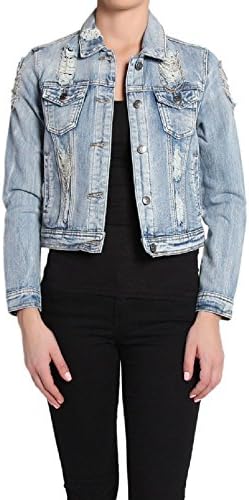 Draped Chain Distressed Rip Denim Jacket Rock Festival Jean Outer