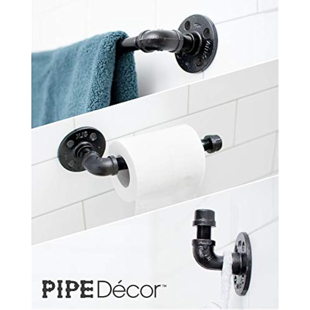 Industrial Pipe Bathroom Hardware Fixture Set Decor 3 Piece Kit