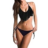 Buenos Ninos Women's 2pcs Sexy Boho Fringe Tassel Bikini Set Swimwear Swimsuit