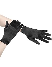 Babeyond - Guantes cortos de satén para banquete, fiesta de té, baile