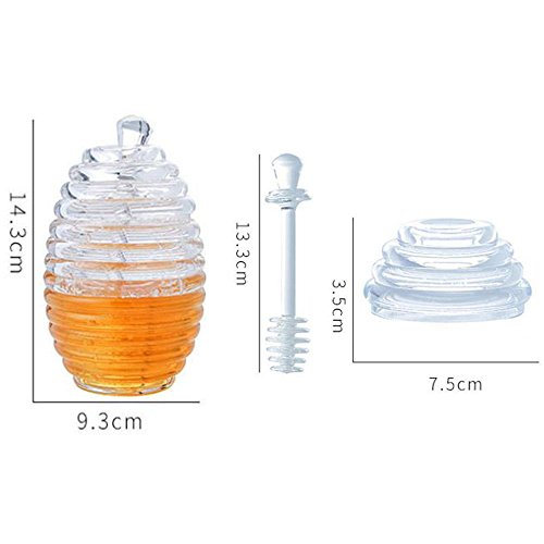 Transparent Beehive Honey Jar with stirring rod Q436