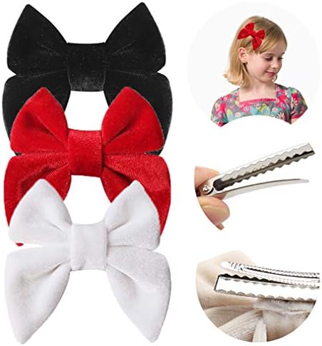YanJie Baby Velvet Bow Headbands - 3 Pack Cotton Nylon Headband Baby Photography Hair Bow