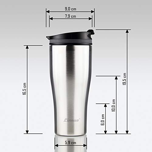 Linnuo Thermobecher Kaffeebecher to go Becher 380ml Trinkbecher Auslaufsicher perfekt fürs Auto & unterwegs Thermobecher klein für Kaffee & Tee Travel Mug Edelstahl – Bild 6