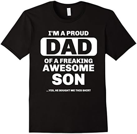 Mens Cool Gift From a Awesome Son to Proud Dad Funny T Shirt XL Black