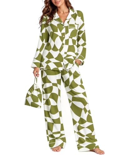 SAPJON Silk Satin 2 Piece Pajamas for Women Set, Cute Long Sleeve Pjs at Amazon