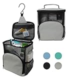 TERRA HOME Portable Shower Caddy - Large Capacity, Quick Dry, Mildew Resistant with Metal Hook - Hanging Shower Bag - Waterproof, Breathable Mesh Toiletry Shower Tote for Gym and College Dorm (Grey)