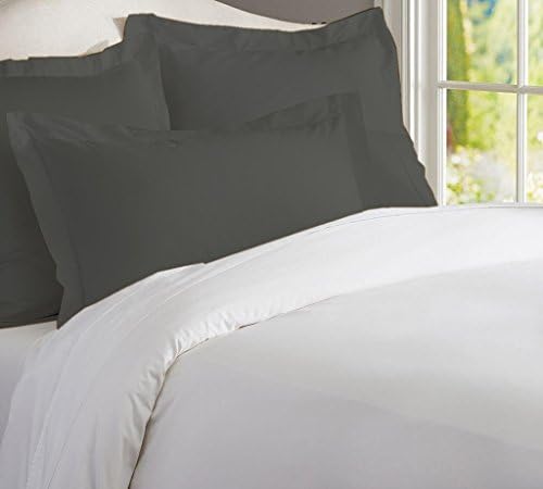 Kotton Culture Luxurious, Soft and Hypoallergenic 100% Egyptian Cotton 600 Thread Count Pillow Sham Set (Set of 2 Pillow shams) By (Standard Size- Queen/Full/Twin, Grey)