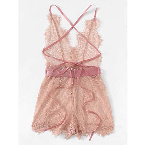 image for Emimarol Women Lace Eyelash Teddy Bodysuit for Women One Piece Flower 