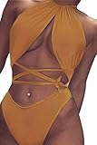 Prograce Women's Sexy Strappy Bandage Criss Cross Halter 2PCS Bikini Sets Swimwear