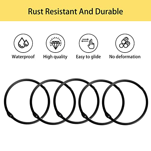 WEKIWGOT 24 Pcs Stainless Steel Shower Curtain Rings, Curtain Hooks, Easy to Install, with 50mm Inner Diameter, Suitable for Shower Curtains and Window Curtains (Silver)
