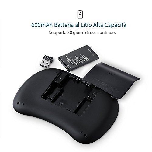 EKLAT Tastiera Mini Wireless 2.4GHz Con Touchpad E Retroilluminazione 7 Colori – Layout AZERTY, Per Smart TV, PC E Console