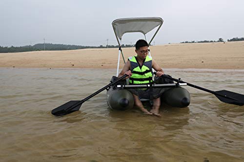 DAMA Fishing Inflatable Rafts Pontoon Tube Boat with Detachable Seat and Awning Canopy Water Inflatable Rafts Singe Person Only