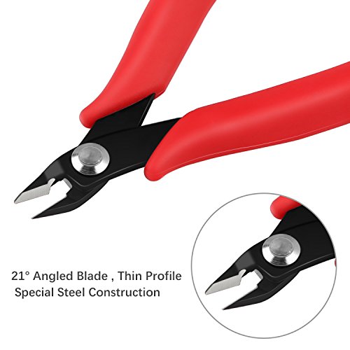 VAKOO Wire Flush Cutter 5-Inch VK-Ita Micro Diagonal Cutting Pliers for Electronics and Jewelry Marking- Red