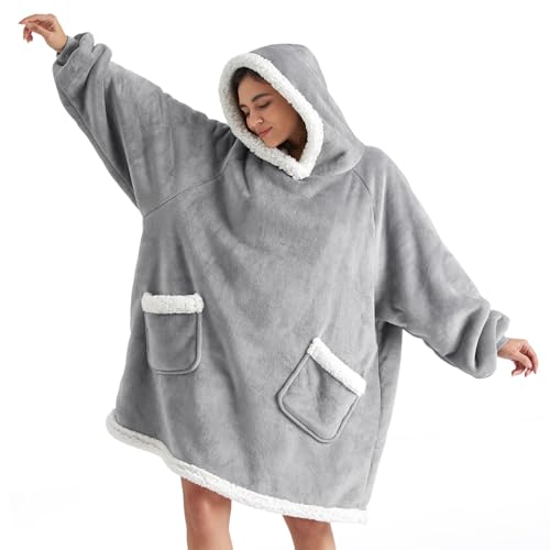 Bedsure Sherpa Fleece Wearable Blanket Hoodie