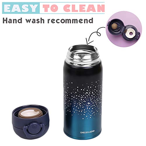 EsOfficce Water Bottle Thermoses Starry Sky, Stainless Steel Vacuum Insulated Keep Hot and Cold Thermal Flask,Leak Proof BPA Free Thermal Cups for Kids Adult Office School Indoor Outdoor,12oz, Blue