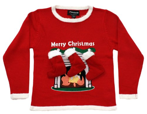 Fireplace with Stockings Ugly Christmas Sweater for Toddlers